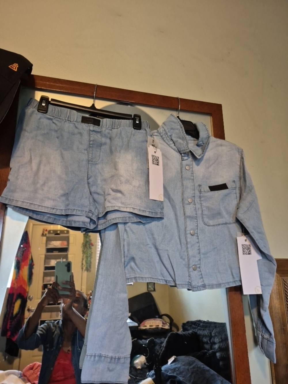 Nordstrom Light Wash Chambray Two-Piece Set - Light Blue